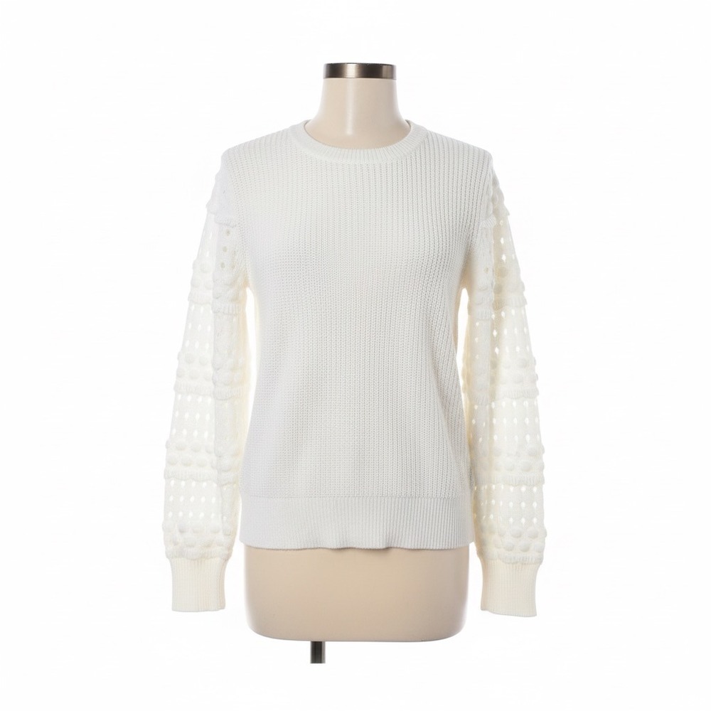 INC International Concepts Sweater White Knit Womens Large Textured Sleeve